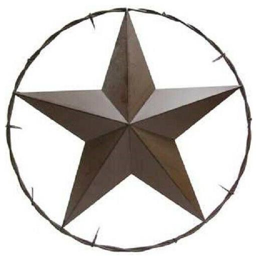 

Brown Metal Barn Star Barbed Wire Circle New Western and Cabin Decor
