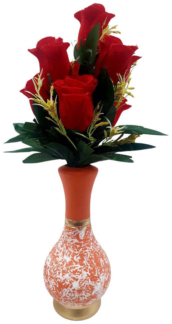 

Bs Amor Home Decor Vase Hand Painted Surahi Vase with Flower Bunch Decor Item Pack of 1