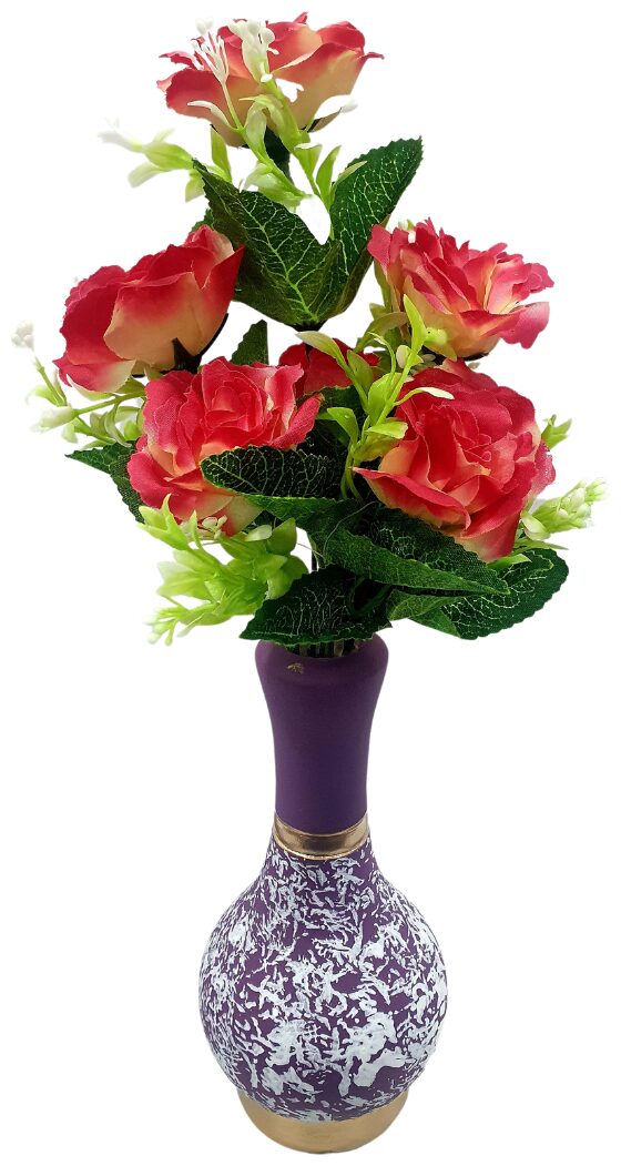 

Bs Amor Home Decor Vase Hand Painted Surahi Vase with Flower Bunch Decor Item Pack of 1
