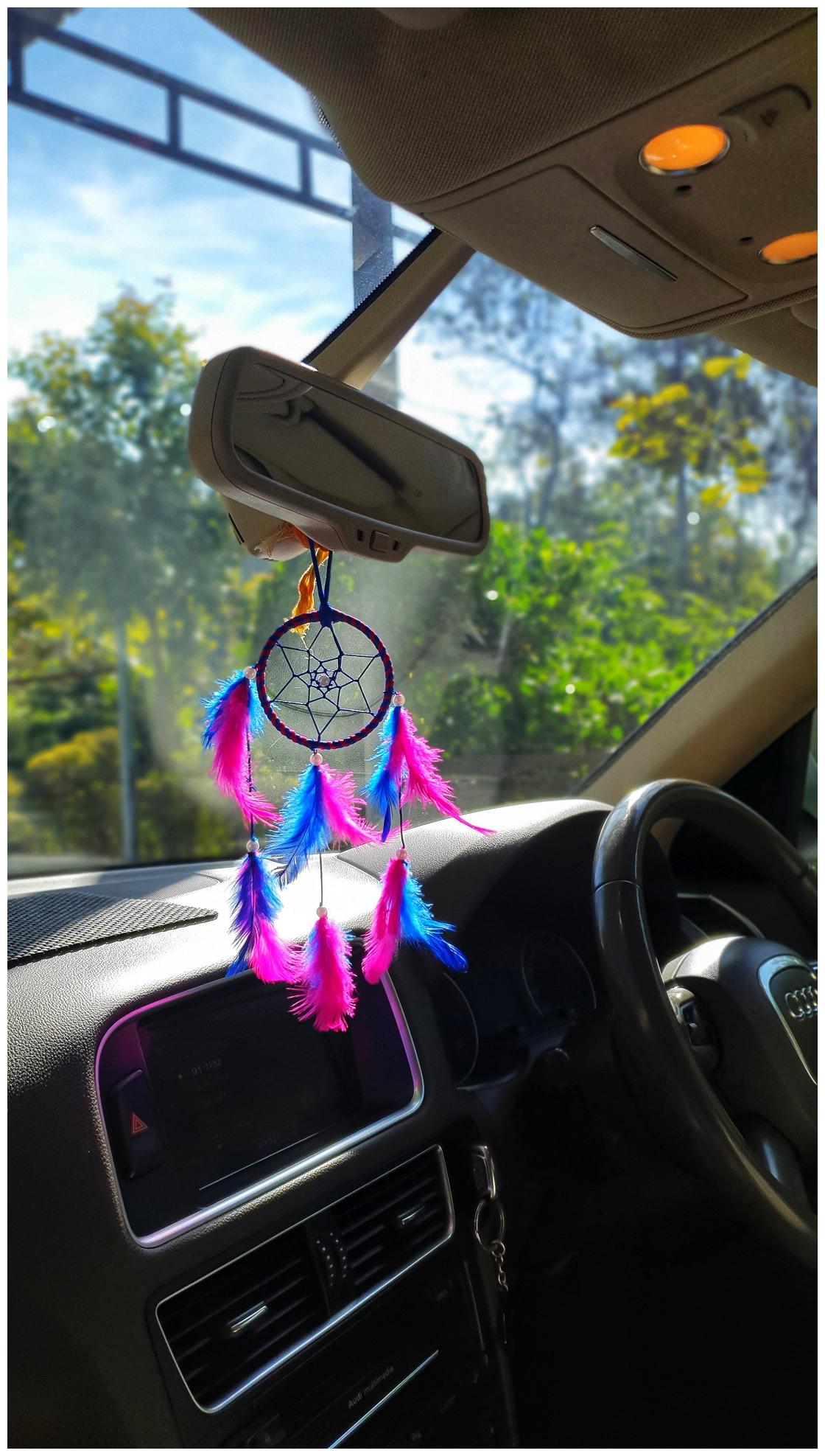 

BS AMOR Home Decor Car Wall Hanging Dream Catcher (Pink Blue 25 X 7 Cm)