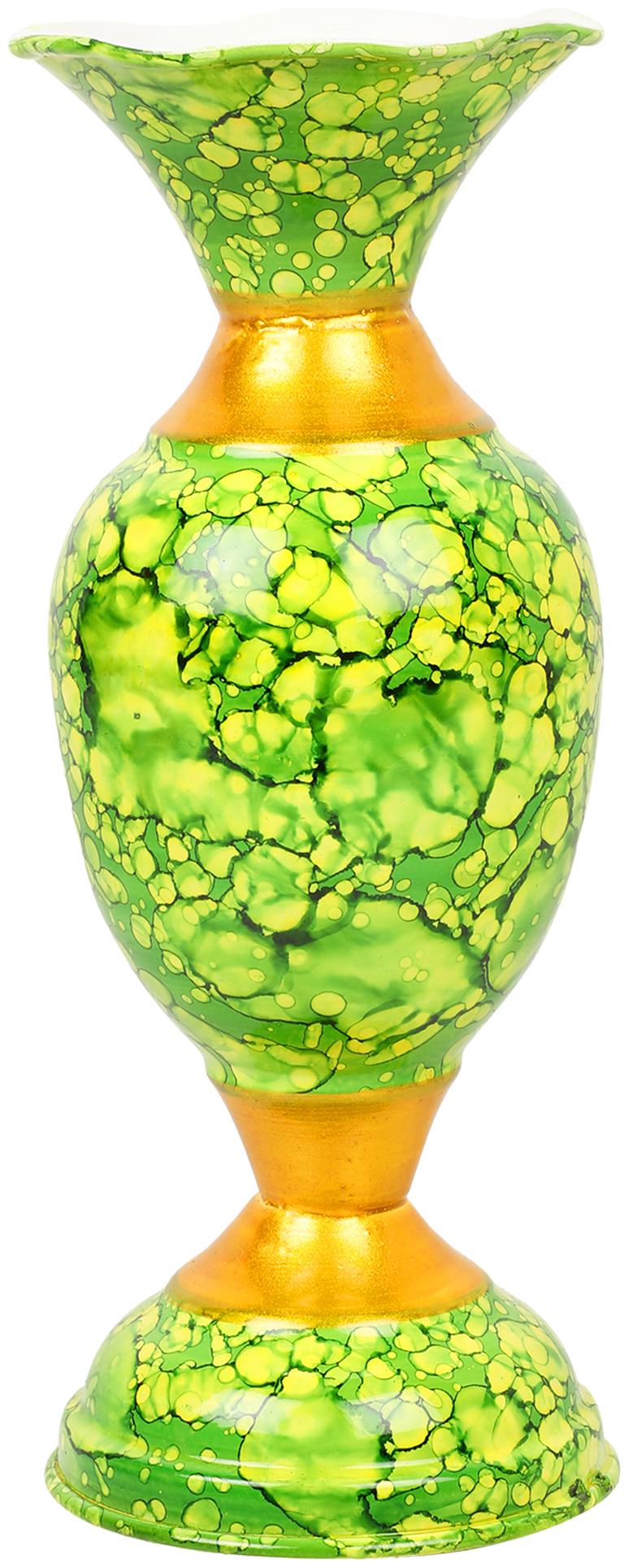 

BS AMOR Metal Marble Look Vase with Texture (Flower Pot Green 8 inch)