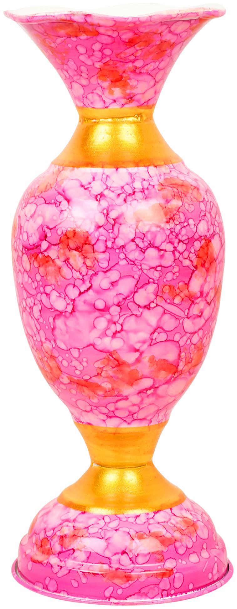 

BS AMOR Metal Marble Look Vase with Texture (Flower Pot Pink 8 inch )