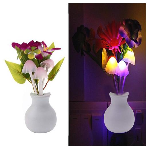 

BTK Trade Matka Mushroom Flower Color Changing Light with Plant