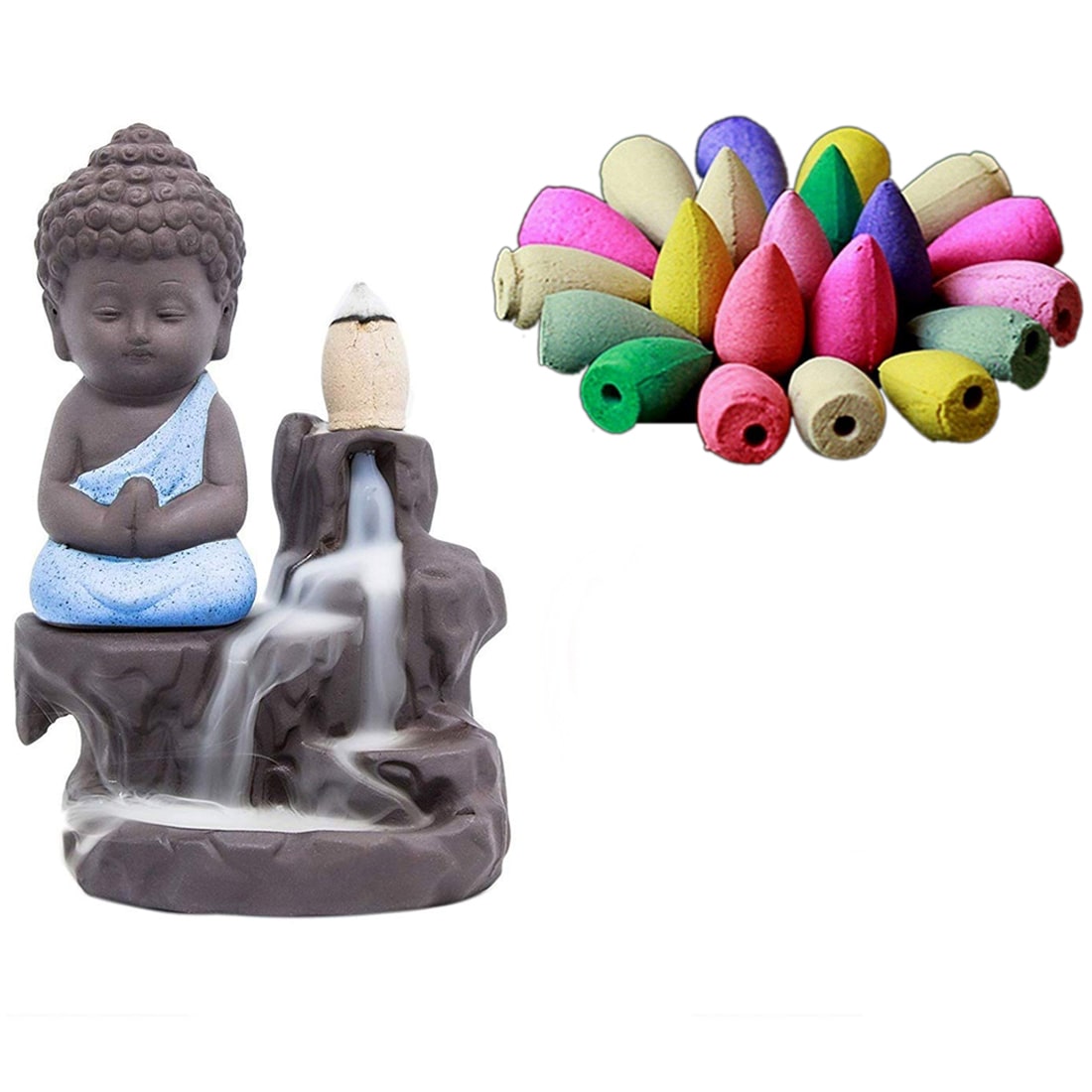 

Buddha Smoke Fountain with Free 30 Smoke Back flow Scented Cones (Assorted colour)B B