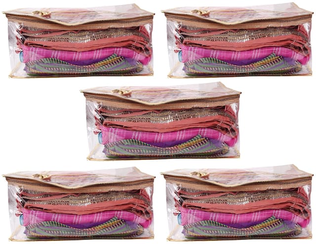 Bulbul Gold Plastic saree Cover ( Set Of 5 )