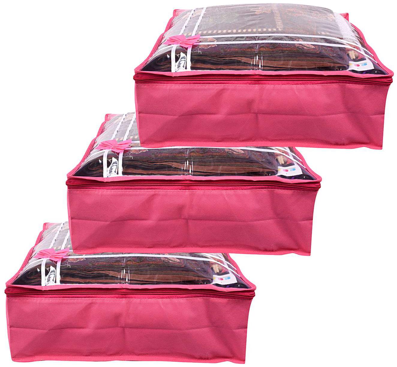 

Bulbul Pink Saree Covers - 3pcs