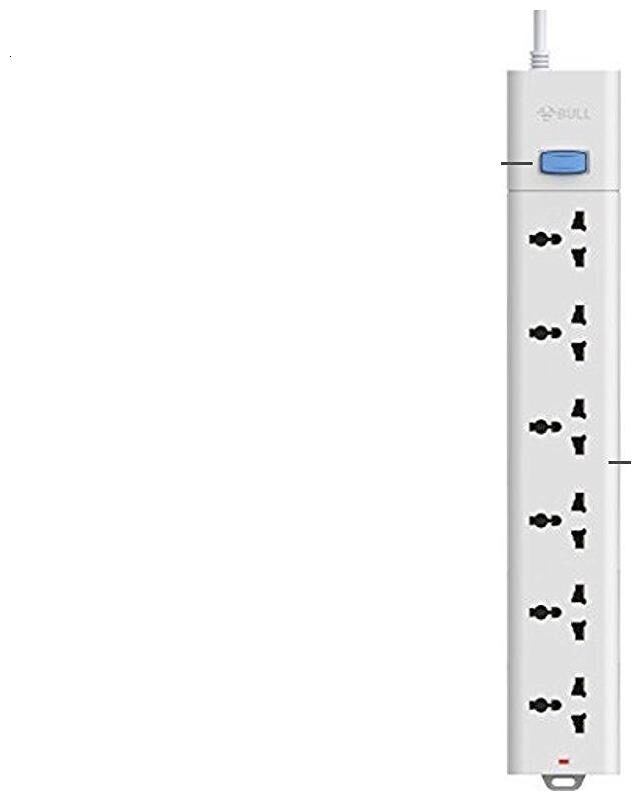 

Bull Extension Board with 6 Sockets 1 Switch and Circuit Breaker (106Z-15) White