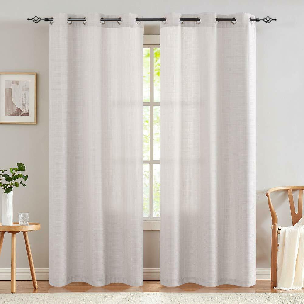 

Burlap Linen Textured Curtains for Living Room Grommet Top Light Filtering 2 Pic