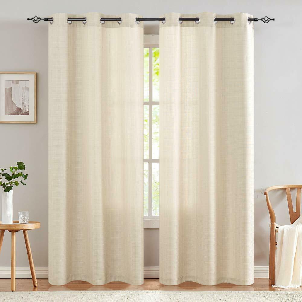 

Burlap Linen Textured Curtains for Living Room Grommet Top Light Filtering 2 Pic