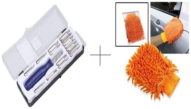 Buy 2 pcs Microfiber Hand Gloves With Free Jackly 16 In 1 Screwdriver Toolkit - 16pcFBR2