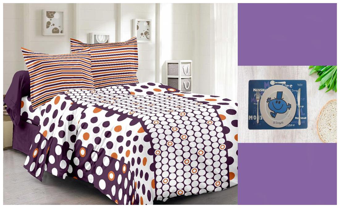 

Welhouse India Cotton Abstract Double Size Bedsheet 104 TC ( 1 Bedsheet With 2 Pillow Covers Blue )