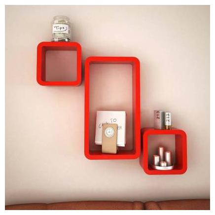 

BuyCrafts Cube Rectangle rack shelves MDF (Medium Density Fiber) Wall Shelf (Number of Shelves - 3 Red)