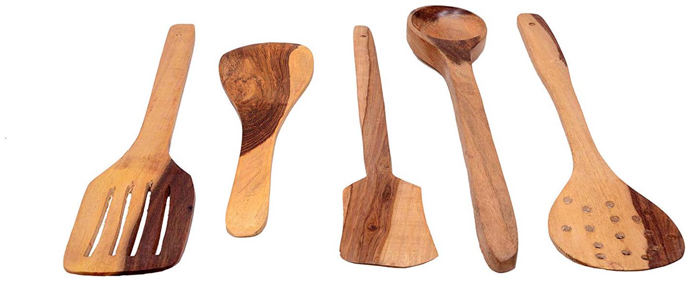 

BuyCrafts handmade Wooden Cooking Spoon -Set of 5