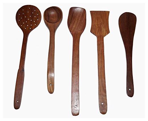 

BuyCrafts handmade Wooden Cooking Spoon (12 5-inch Brown) -Set of 5