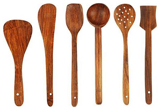 

BuyCrafts Handmade Wooden Cooking Spoon (12 5-inch Brown) -Set of 6