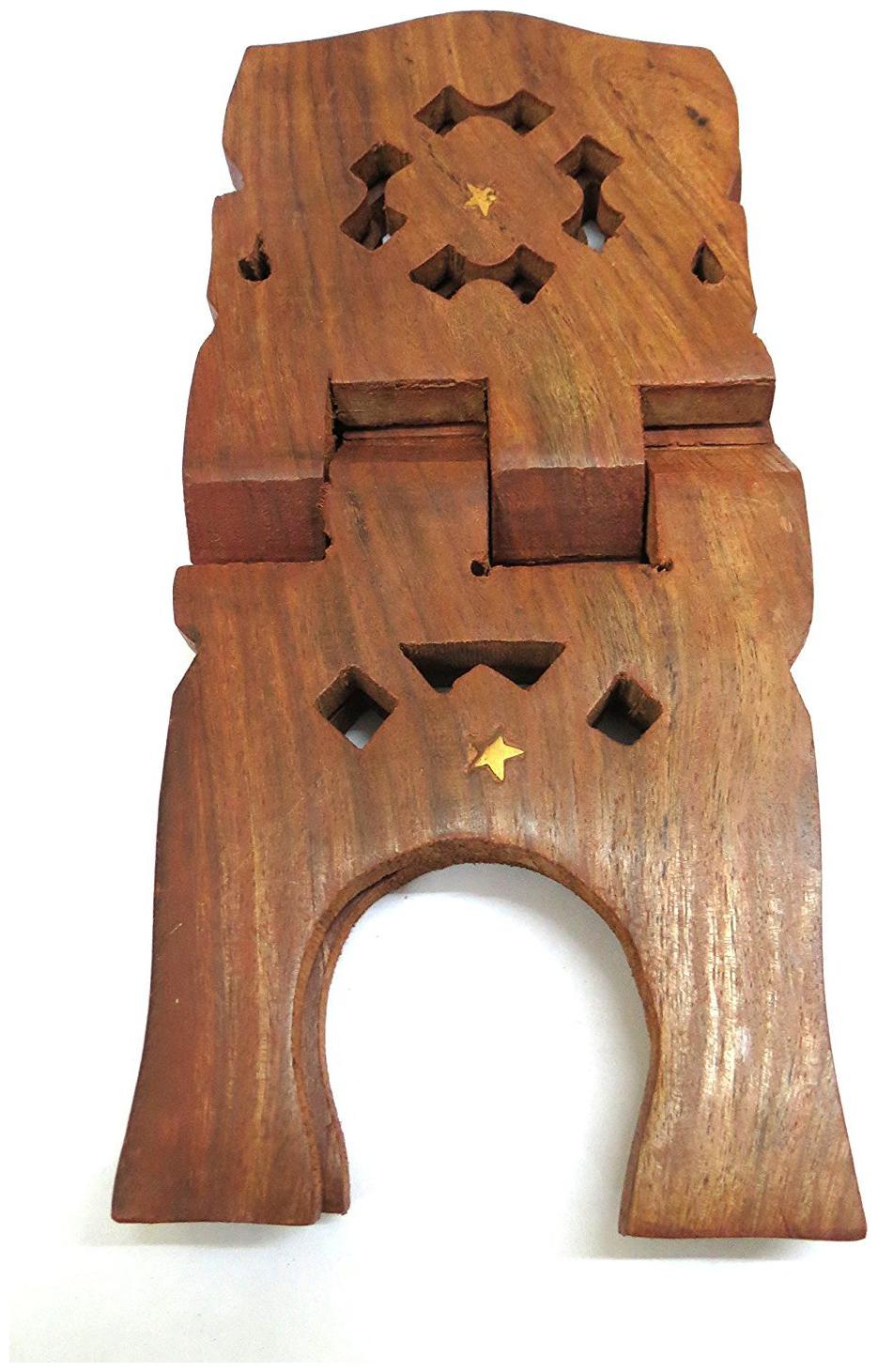 

BuyCrafts Home Decor Wooden Hand Carved Rehal Holy Books Stand Star (Brown 12inch)