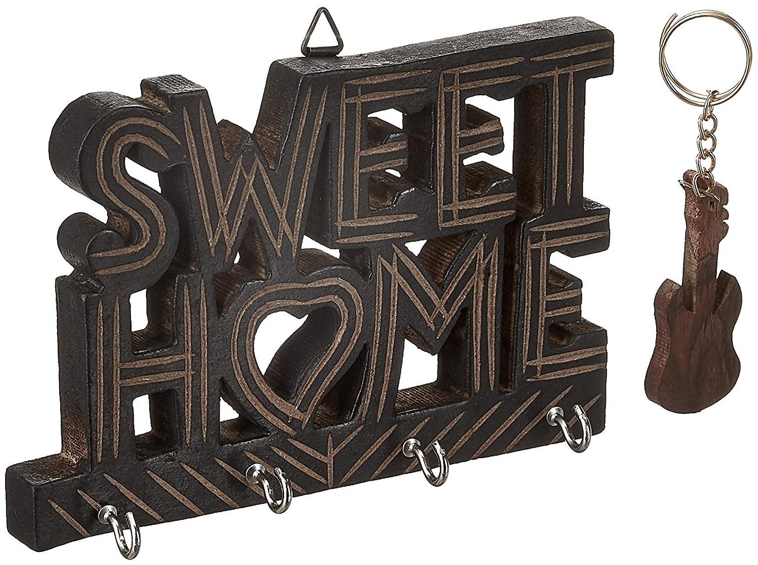 

BuyCrafts Wooden Key Hanger for Wall Sweet Home D cor - Key Holder Wall Mount - Decorative Items for Home - set 2