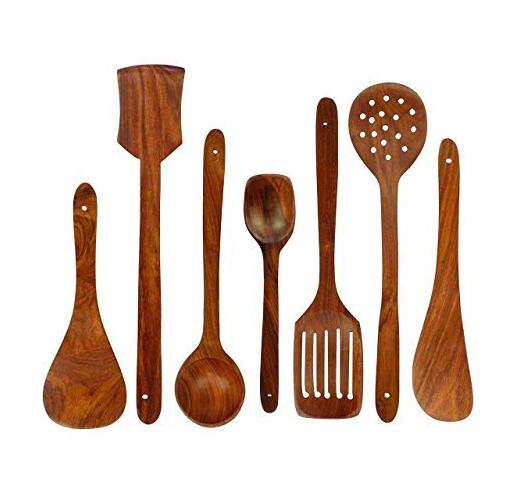 

BuyCrafts Wooden Serving and Cooking Spoon Kitchen Tools(7 Spoons)