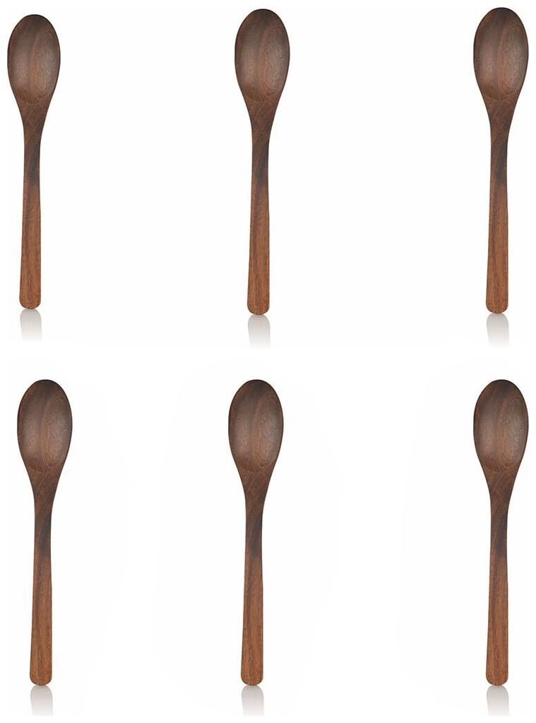 

BuyCrafts Wooden Small Spoons Salt Sugar and masala Seasoning Spoon Utensils Wood - Set of 6