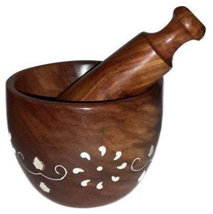 

BuyCrafts Wooden Carved Pestle and Mortar 3x3x5 (LxBxH) INCHES