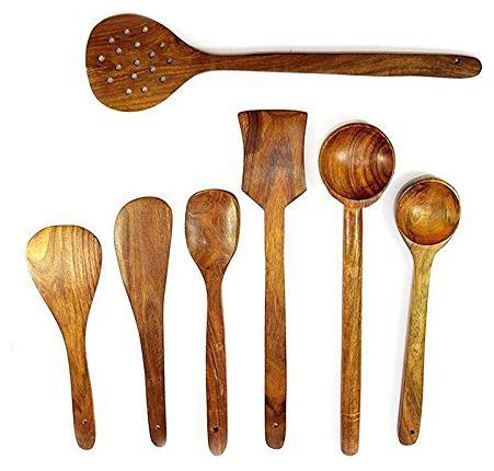 

BuyCrafts Wooden Non-Stick Serving and Cooking Spoon Kitchen Tools Utensil Set of 7