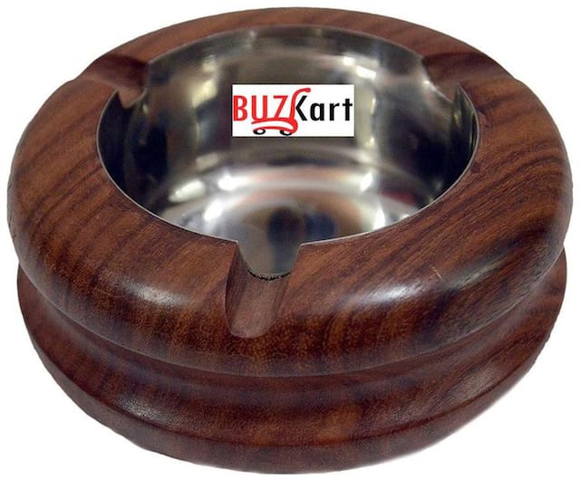 BuzyKart Sheesham Wood Plain Round Handcrafted Ash Tray