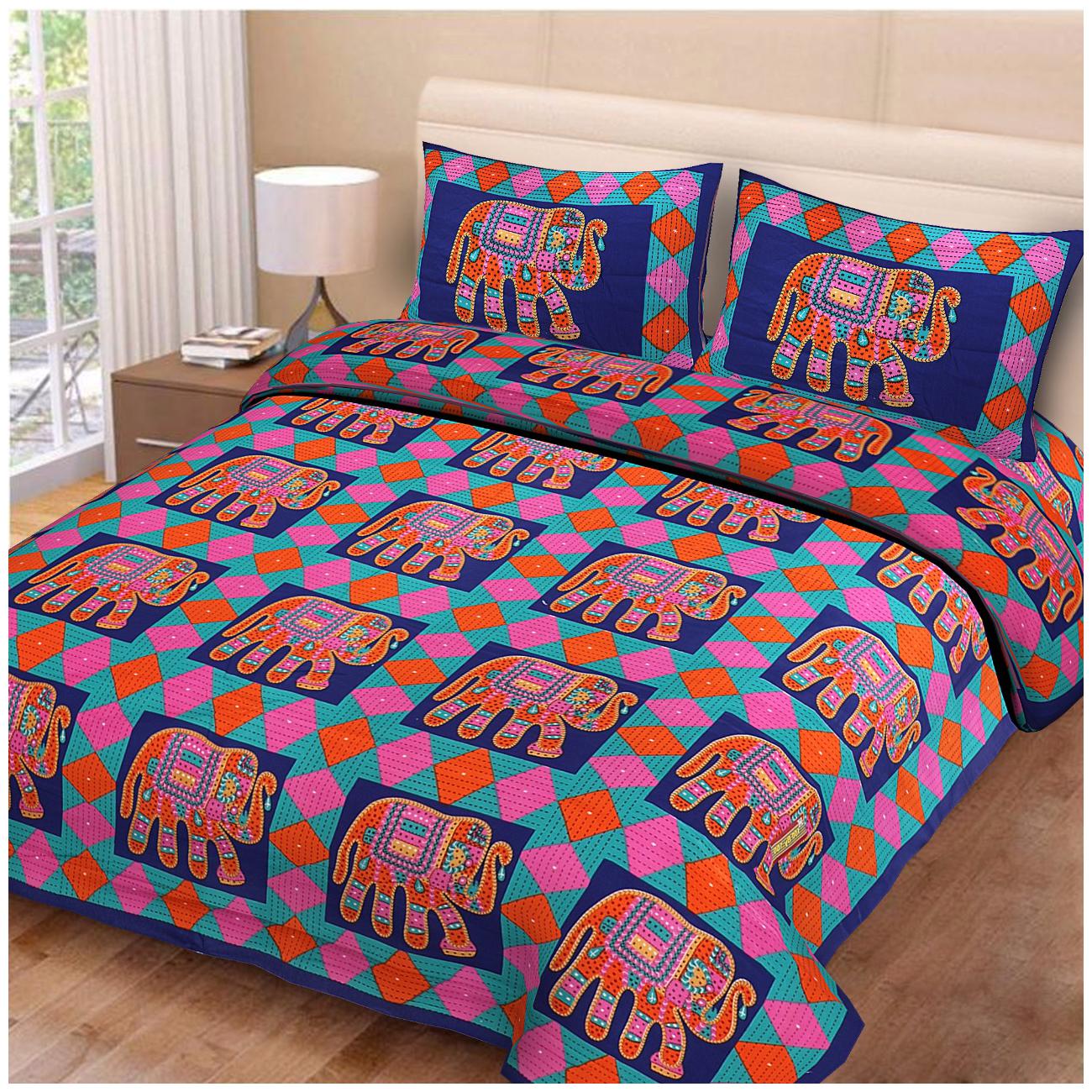

Byloom Cotton Printed Double Size Bedsheet 220 TC ( 1 Bedsheet With 2 Pillow Covers Multi )