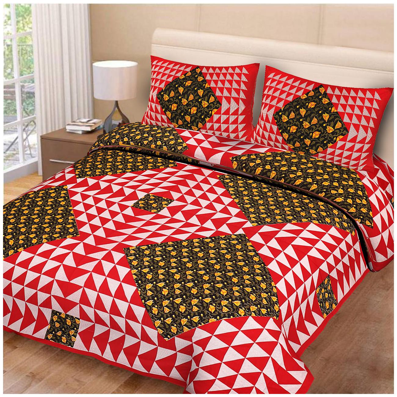 

Byloom Cotton Printed Double Size Bedsheet 220 TC ( 1 Bedsheet With 2 Pillow Covers Multi )