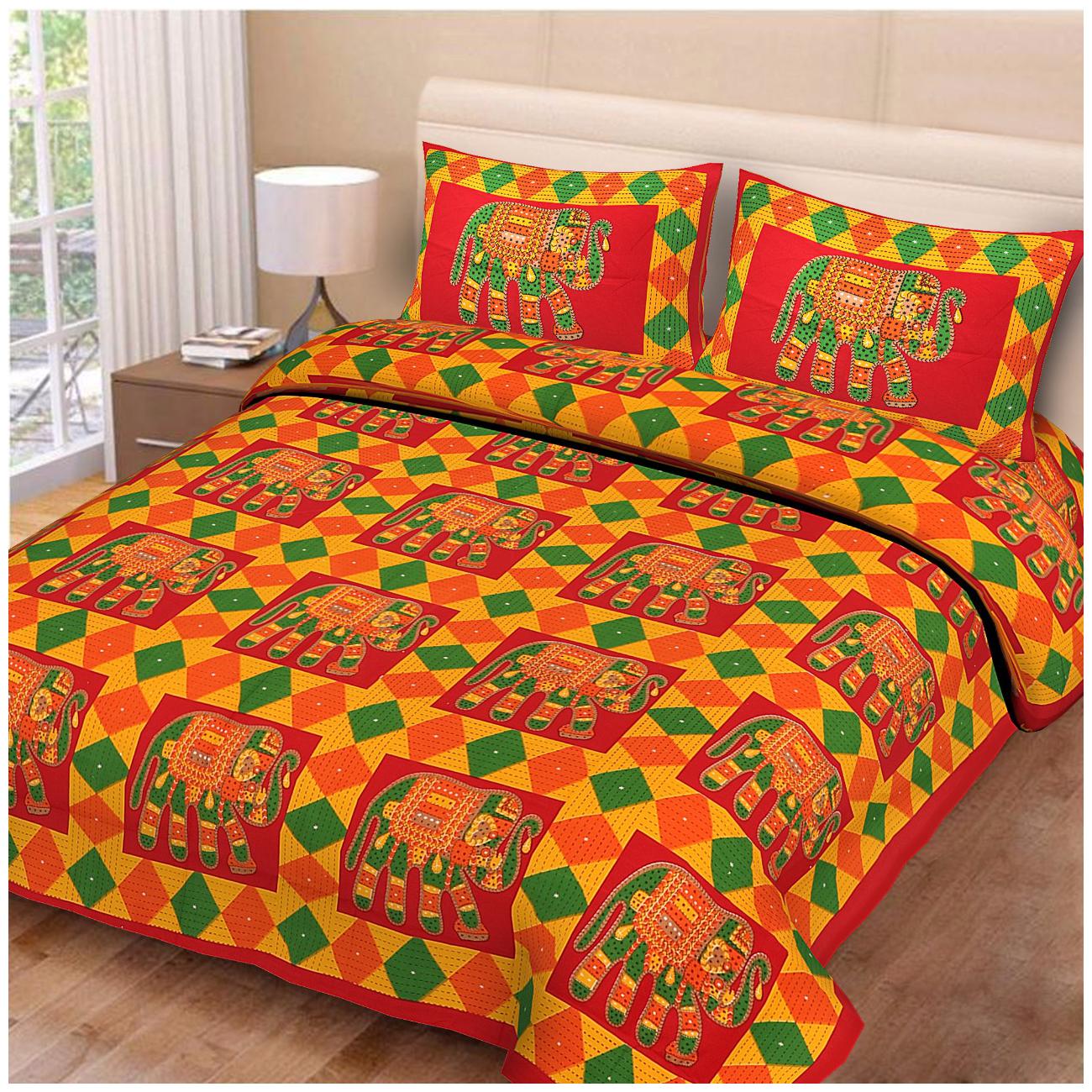 

Byloom Cotton Printed Double Size Bedsheet 220 TC ( 1 Bedsheet With 2 Pillow Covers Multi )