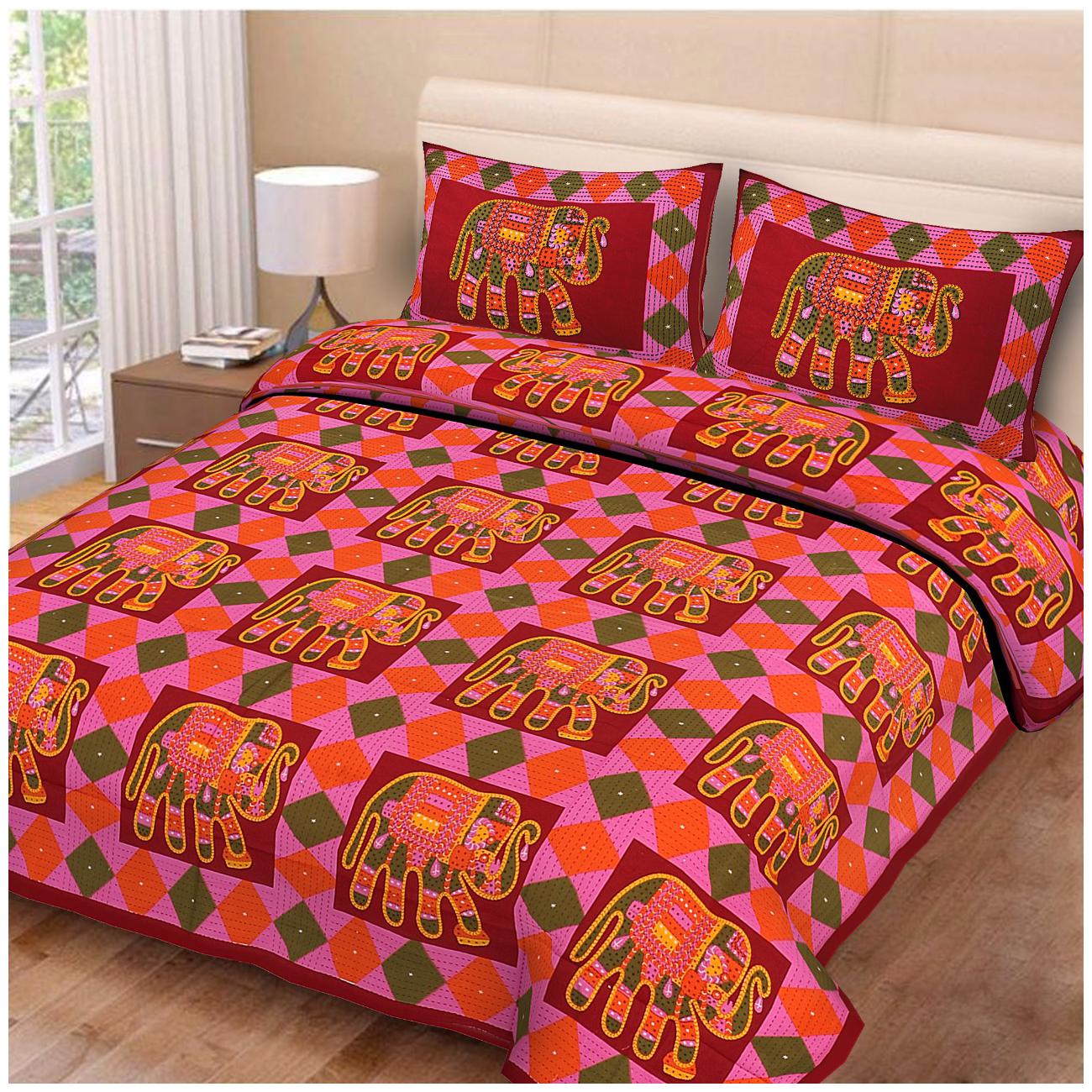 

Byloom Cotton Printed Double Size Bedsheet 220 TC ( 1 Bedsheet With 2 Pillow Covers Multi )