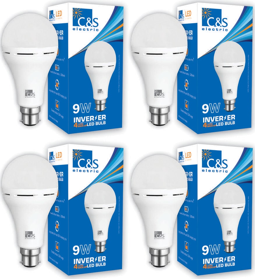 

C S LED INVERTER RECHARGEABLE EMERGENCY BULB 9W B22 WHITE Pack of 4