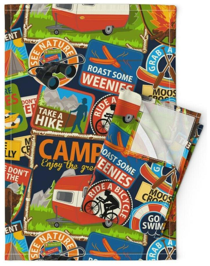 

Camping Vintage Park Camp Travel Linen Cotton Tea Towels by Roostery Set of 2