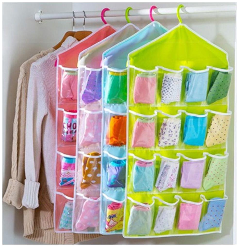 

Candy Wardrobe Organizer- Hanging Wall Pocket Storage Bag Candy Color Transparent Underwear Socks Slippers Jewelry Wardrobe Organizer 1 Piece