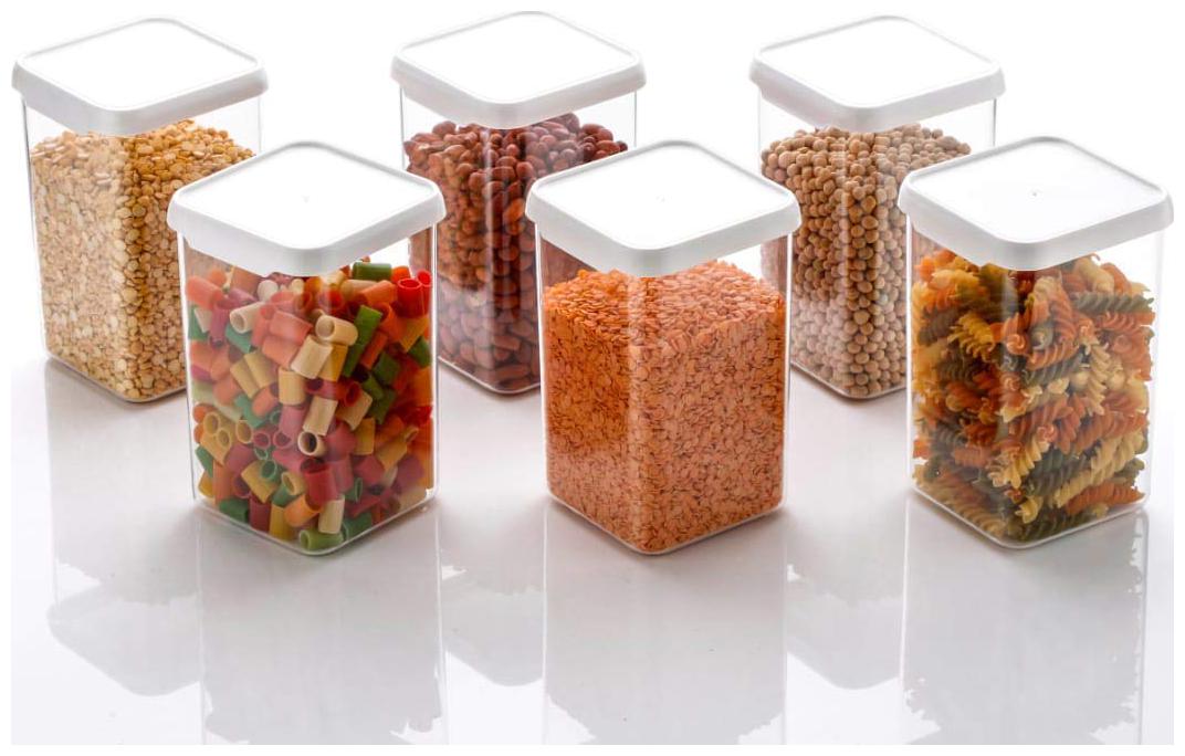 

Canister Set Storage Containers Tea Coffee Sugar Container Food Containers for Kitchen Set Of 6 pcs 1100 ml