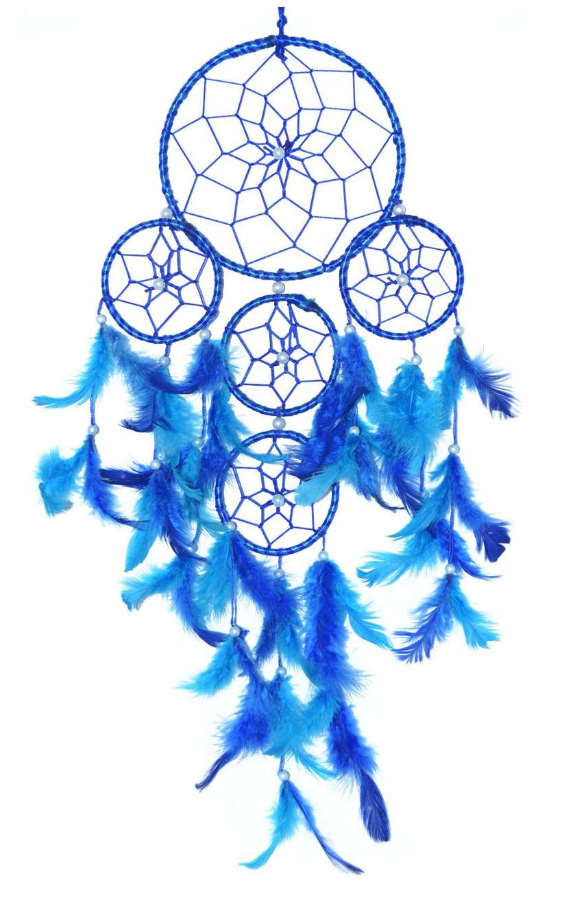 

Canwin 5 Round Ring Wall Hanging Dream Catcher- Set of 1 (Blue)