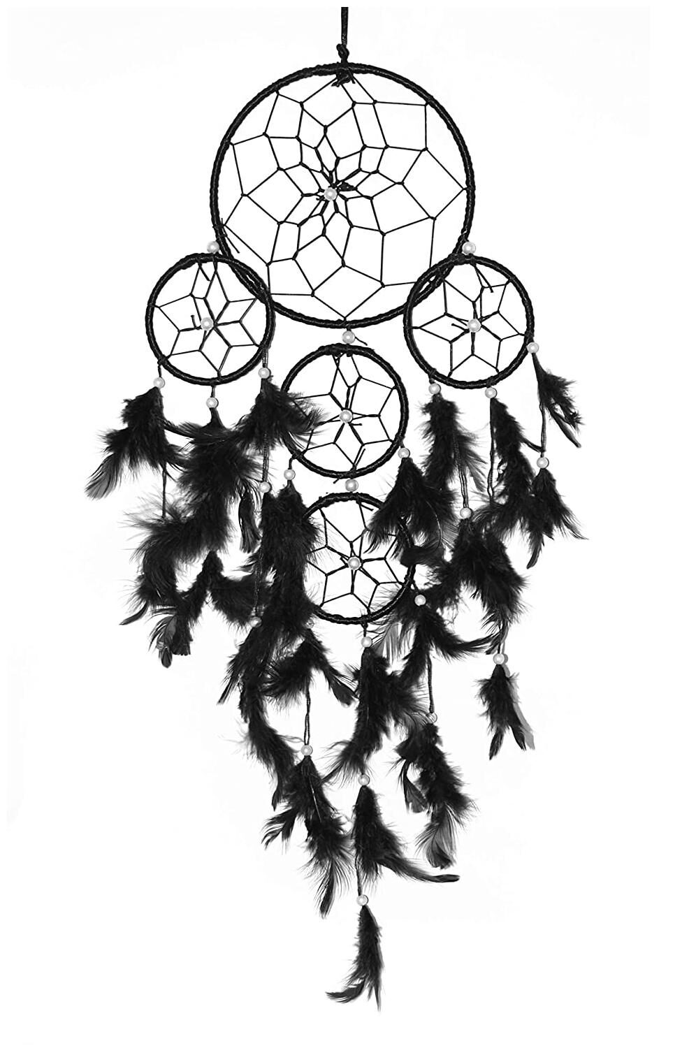 

Canwin Black Dream Catcher 5 Round Wall Hanging Full Feather (Pack of 1)