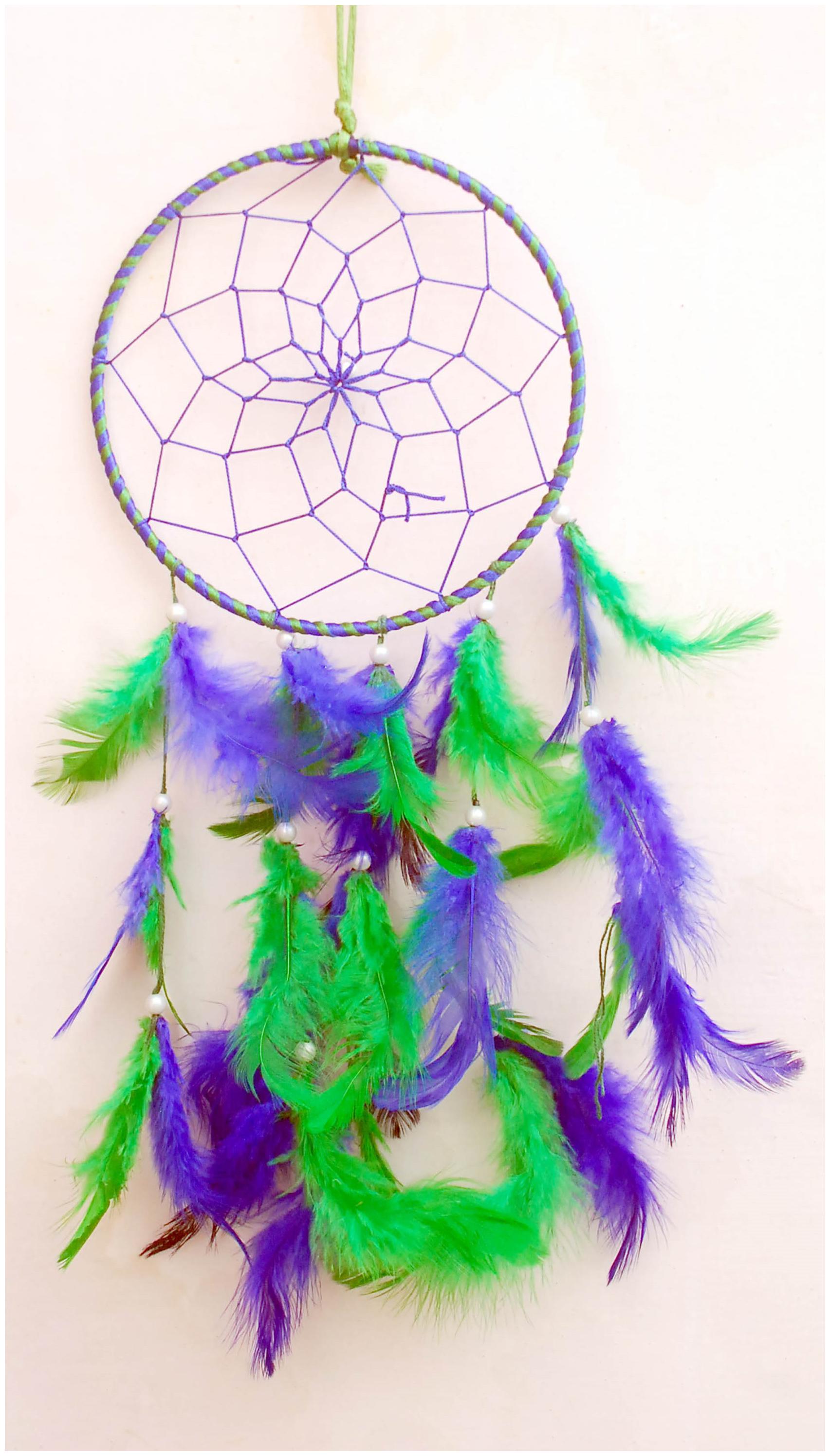 

Canwin Dream Catcher Wall Hanging Green Blue Colour Handmade Size Size (Lxb) 45 X 15 Cm (Pack Of 1)