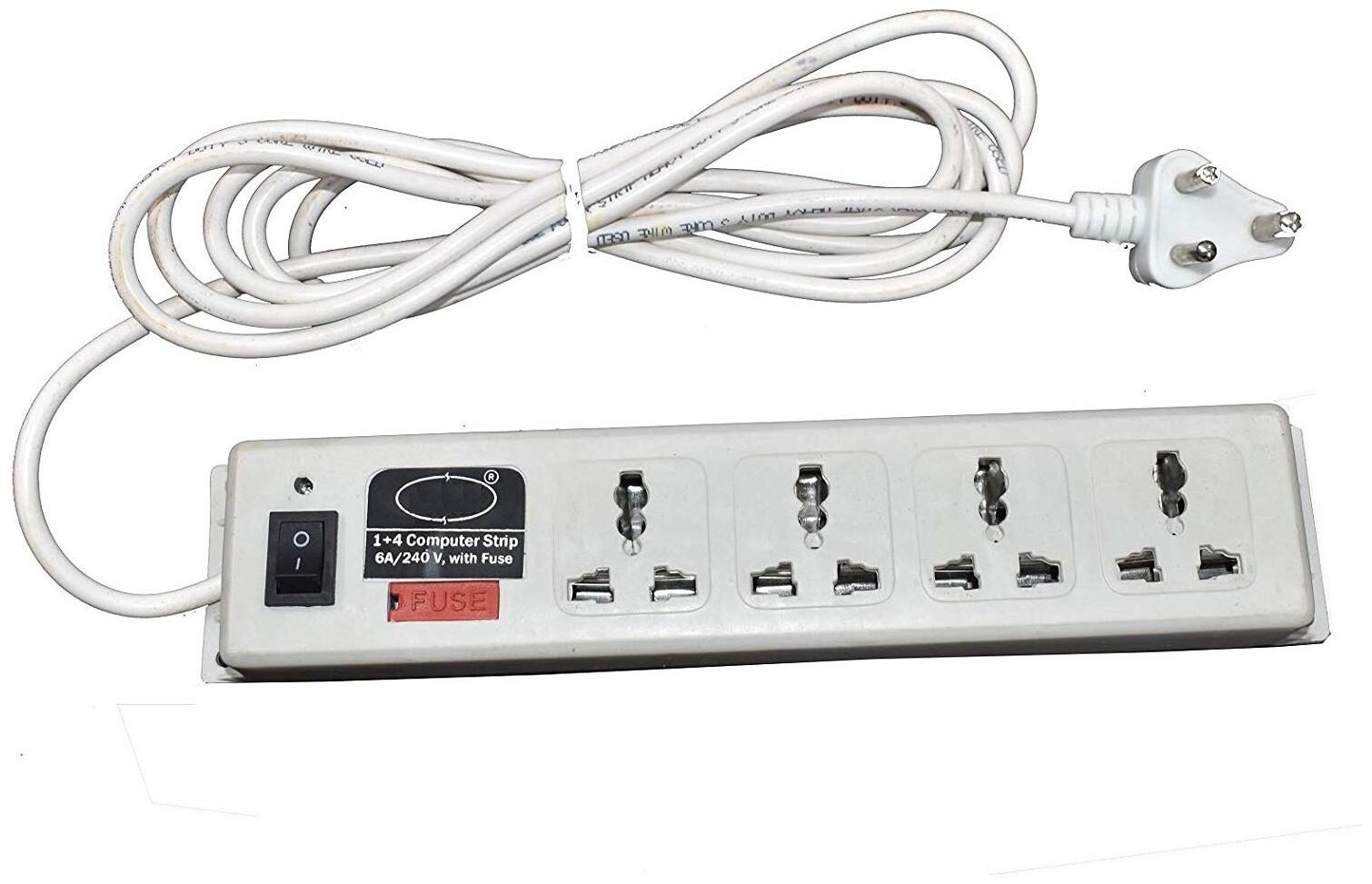 

CAPNICKS Three Pin White Extension Board ( 3 m 4 Socket 1 Switches)