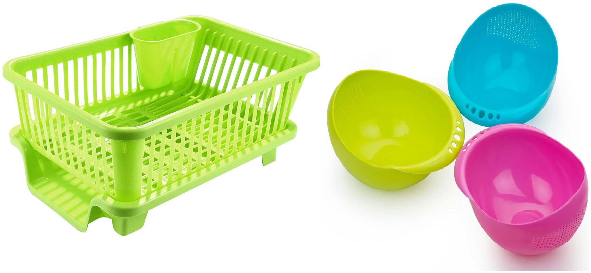 

CAPTION 3 in 1 Kitchen Sink Dish Drainer Drying Rack Washing Holder Basket Organizer with Drain Tray and Cutlery Holder - Green