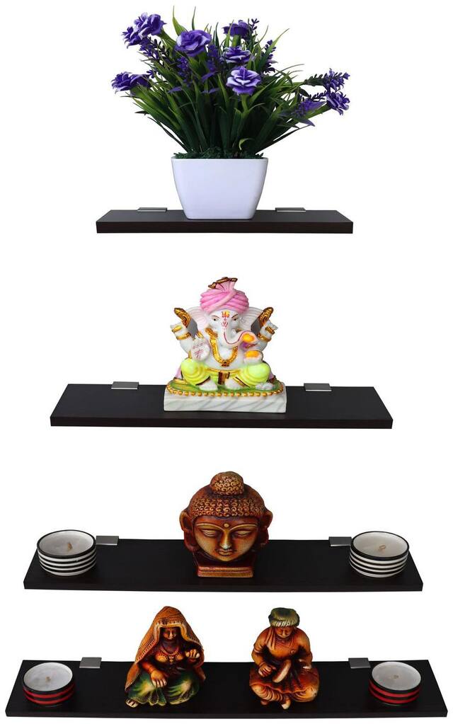 Captiver Display Wall D cor Shelf wenge set of 4- 10(20,30,40,50)CM