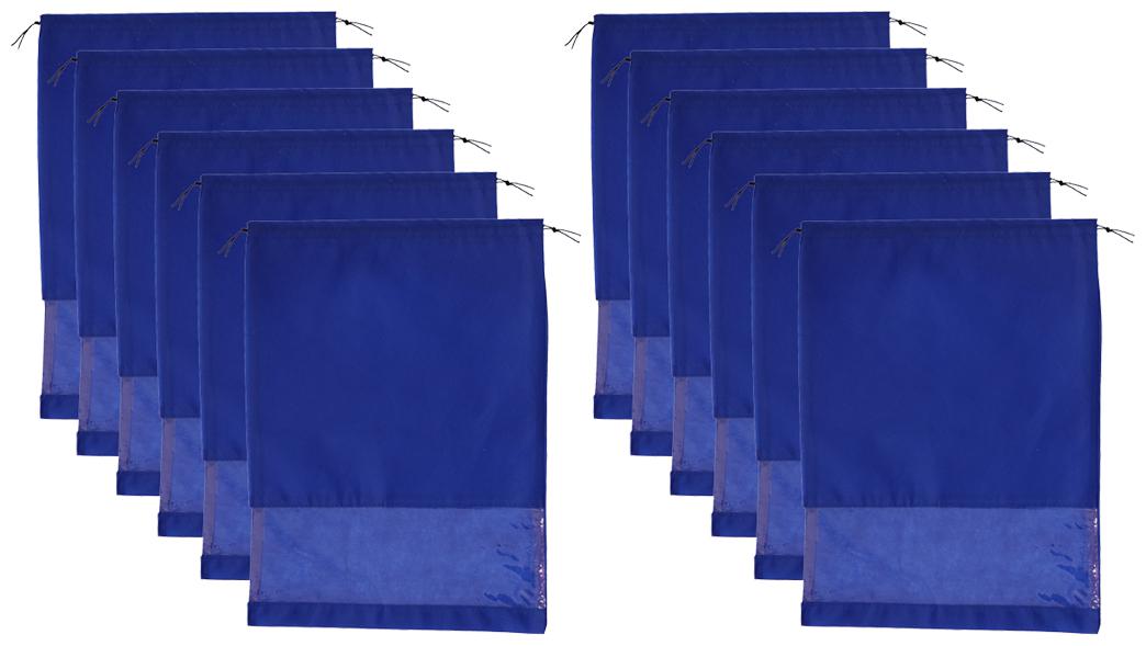 

CARE N CARRY Shoe Bags for Storage and travelling with transparent Window Non-woven Blue Size-12x16 inch (Pack Of 12)