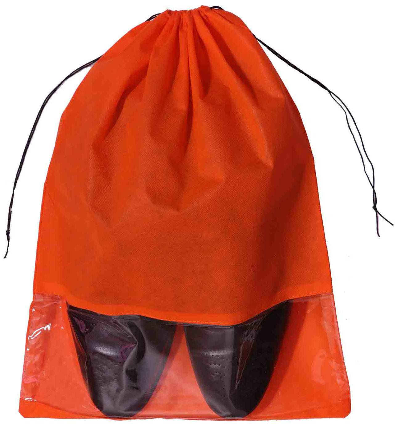 

CARE N CARRY Shoe Bags for Storage and travelling with transparent Window Non-woven Orange Colour Size-12x16 inch (Pack Of 24)