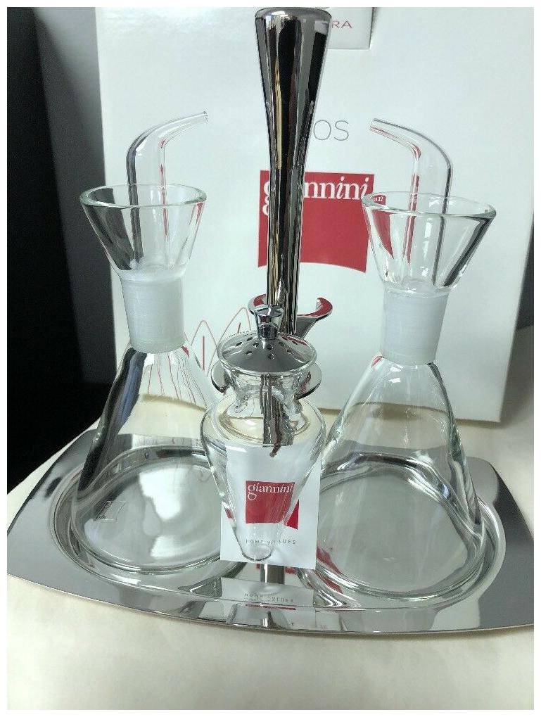 

CARLO GIANNINI OLIERA KOS 4 PIECE CRUET SET 0il Vinegar Salt Pepper BNIB