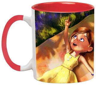 Cartoon Couples Coffee Mug - Birthday Gift for Kids Ceramic Black Mug by Ashvah-Mug-1839-Red