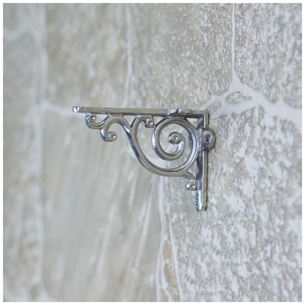 

Casa Decor Antique Silver Ornate Pattern Handcrafted Iron Wall Brackets For Wall Shleves Home Decor - Set Of 2