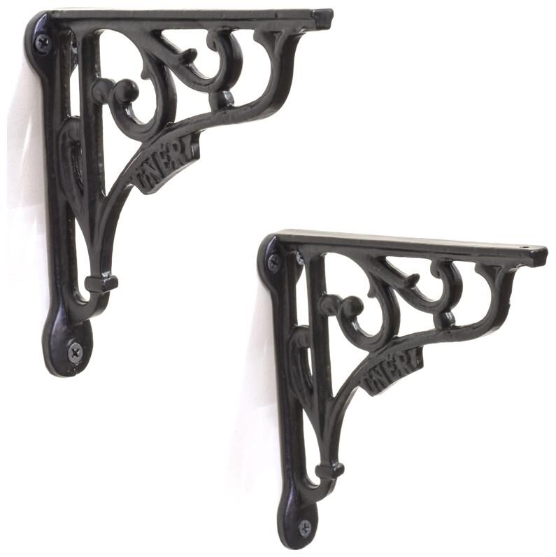 

Casa Decor Black Elax Wall Bracket for Wall Shleves Home D cor - Set of 2