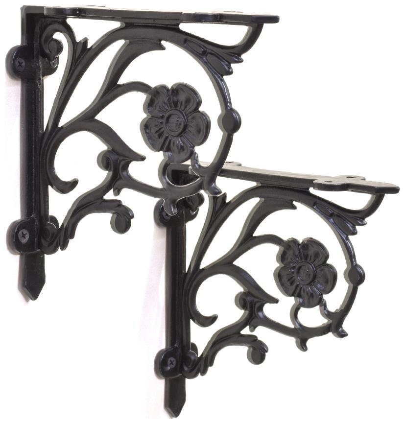 

Casa Decor Black Floral Guide Wall Bracket for Wall Shleves Home D cor - Set of 2