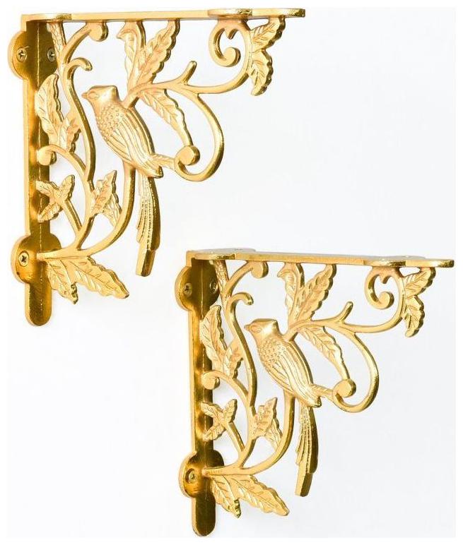

Casa Decor Fowl Place Golden Wall Bracket for Wall Shleves Home Decor - Set of 2