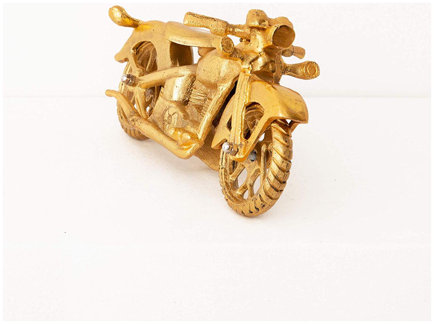 

Casa Decor Golden Wheelz Metal Artifact Figurines Showpiece for Living Room Drawing Room Bedroom Shelf Showcase Table Home Decor and Gift