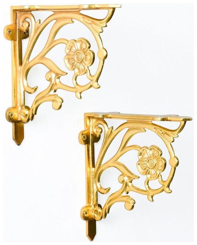 

Casa Decor Golden Floral Guide Wall Bracket for Wall Shleves Home Decor - Set of 2